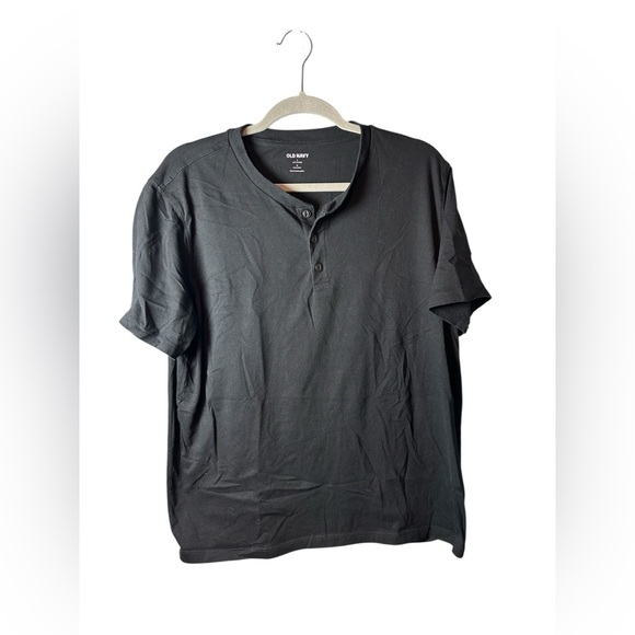 Old Navy Soft-Washed Henley T-Shirt Black Short Sleeve Men’s Large - Picture 1 of 4